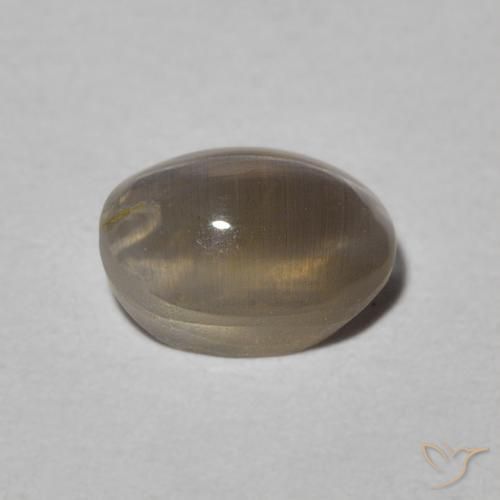 Sillimanite Cat's Eye Gemstone in 6.4 x 4.7 mm Size for Sale, Sillimanite Cat's Eye Stone in Light Grey Color