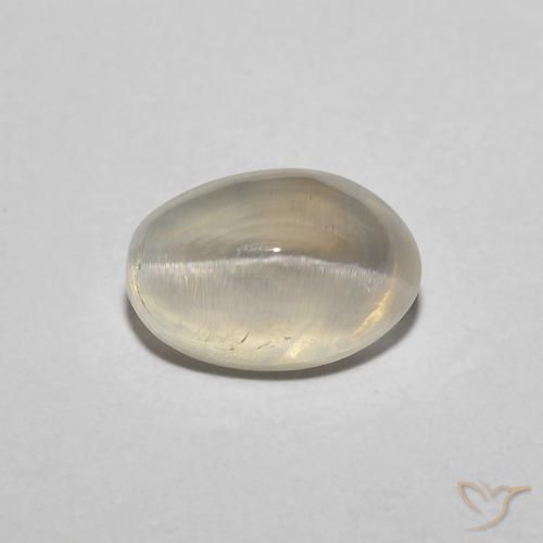 1.51ct Oval Cabochon Yellow Sillimanite Cat's Eye from Madagascar, Dimension 7.6 x 5.1mm, Natural untreated Gemstone, Translucent Clarity, 1 piece Sillimanite Cat's Eye in Light Yellow Color, Mohs Hardness of 6.5 - 7.5 suitable for daily wear jewelry, Photo A