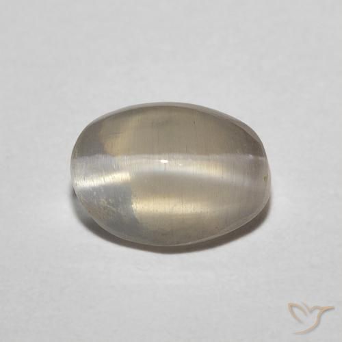 0.94ct Oval Cabochon Yellow Sillimanite Cat's Eye from Madagascar, Dimension 7 x 5.1mm, Natural untreated Gemstone, Translucent Clarity, 1 piece Sillimanite Cat's Eye in Light Yellow Color, Mohs Hardness of 6.5 - 7.5 suitable for daily wear jewelry, Photo A