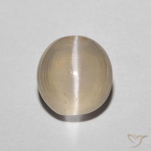 1.43ct Oval Cabochon Yellow Sillimanite Cat's Eye from Madagascar, Dimension 6.4 x 5.9mm, Natural untreated Gemstone, Translucent Clarity, 1 piece Sillimanite Cat's Eye in Light Yellow Color, Mohs Hardness of 6.5 - 7.5 suitable for daily wear jewelry, Photo A