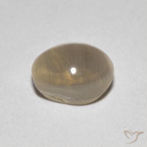 Sillimanite Cat's Eye Gemstone in 6.6 x 4.9 mm Size for Sale, Sillimanite Cat's Eye Stone in Very Light Brown Color