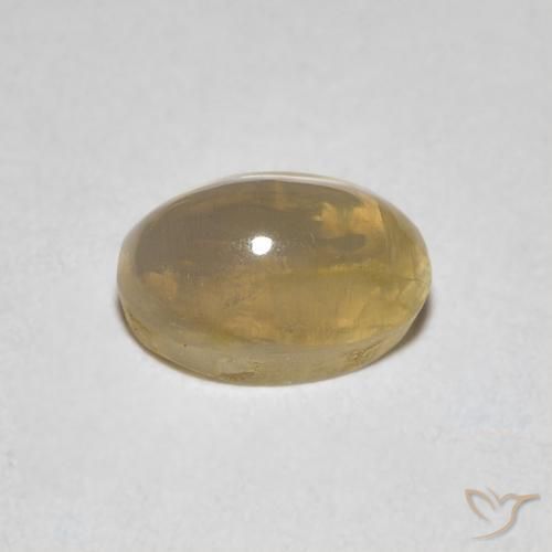 Sillimanite Cat's Eye Gemstone in 6.7 x 4.7 mm Size for Sale, Sillimanite Cat's Eye Stone in Very Light Brown Color