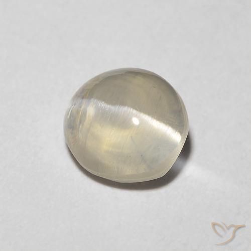 1.08 ct White Sillimanite Cat's Eye Stone, Natural Sillimanite Cat's Eye in Oval Cabochon Shape for Sale