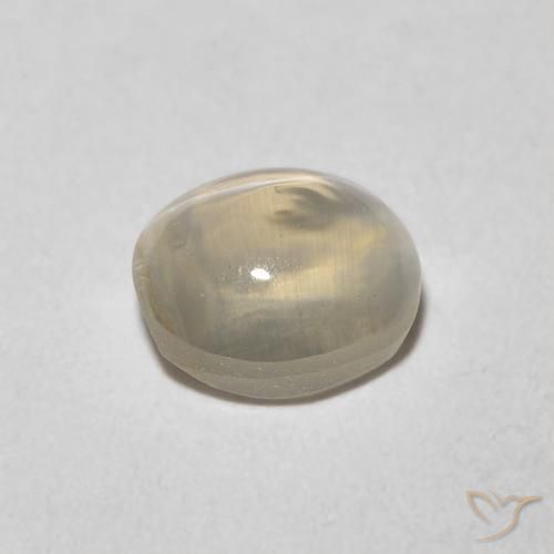 Sillimanite Cat's Eye Gemstone in 6.2 x 5.1 mm Size for Sale, Sillimanite Cat's Eye Stone in Warm White Color