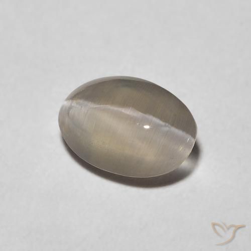 0.98 ct Gray Sillimanite Cat's Eye Stone, Natural Sillimanite Cat's Eye in Oval Cabochon Shape for Sale
