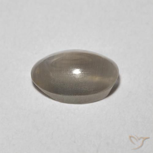 Sillimanite Cat's Eye Gemstone in 7 x 5 mm (calibrated) Size for Sale, Sillimanite Cat's Eye Stone in Very Light Grey Color