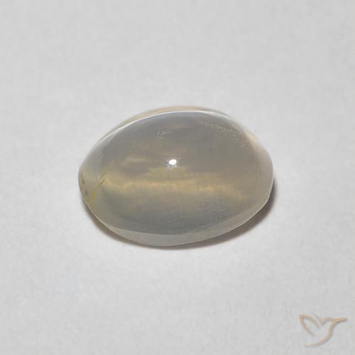 Sillimanite Cat's Eye Gemstone in 6.7 x 5.4 mm Size for Sale, Sillimanite Cat's Eye Stone in Warm White Color
