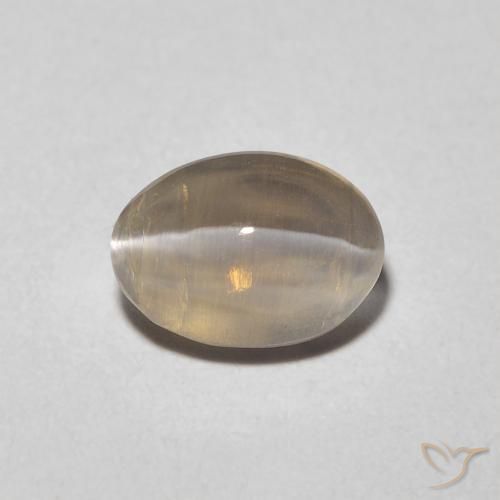 1.23ct Natural Very Light Brown Sillimanite Cat's Eye, Oval, Transparent