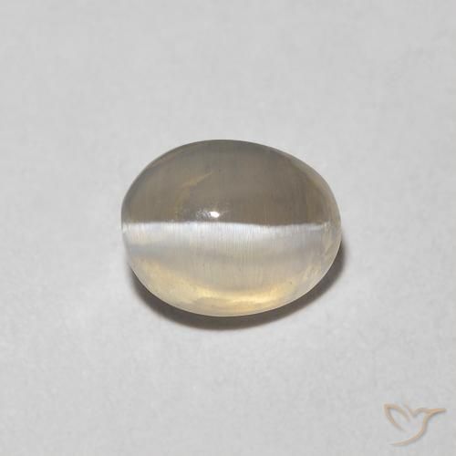 1.16ct Natural Very Light Grey Sillimanite Cat's Eye, Oval, Transparent