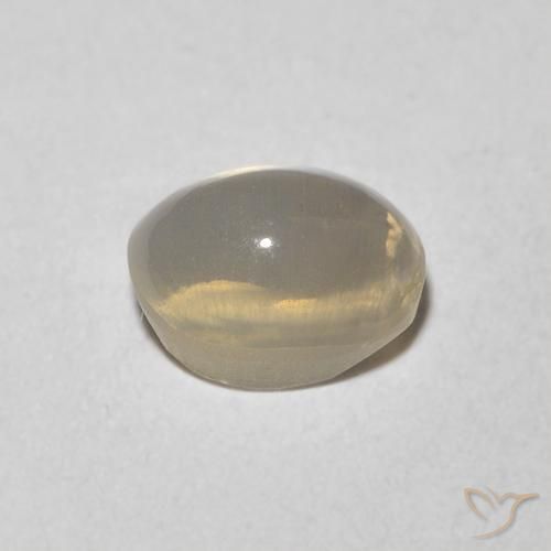 Sillimanite Cat's Eye Gemstone in 6.4 x 5 mm Size for Sale, Sillimanite Cat's Eye Stone in Very Light Grey Color