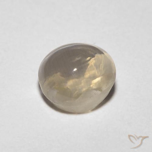 Sillimanite Cat's Eye Gemstone in 5.9 x 5.5 mm Size for Sale, Sillimanite Cat's Eye Stone in Very Light Brown Color