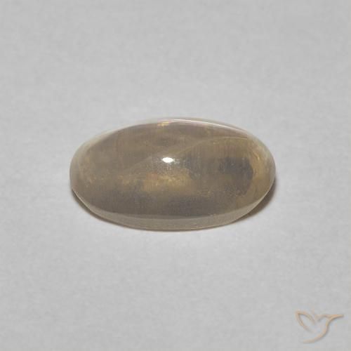 Sillimanite Cat's Eye Gemstone in 6.9 x 4.3 mm Size for Sale, Sillimanite Cat's Eye Stone in Light Yellow Brown Color