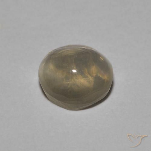 Sillimanite Cat's Eye Gemstone in 6 x 5.8 mm Size for Sale, Sillimanite Cat's Eye Stone in Light Yellow Brown Color