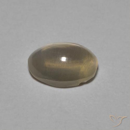 Sillimanite Cat's Eye Gemstone in 6.4 x 4.7 mm Size for Sale, Sillimanite Cat's Eye Stone in Light Yellow Brown Color