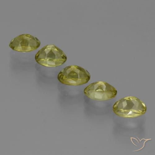 Sillimanite Gemstones in 7 x 5 mm (calibrated) Size for Sale, Sillimanite Stones in Light Greenish Yellow Color