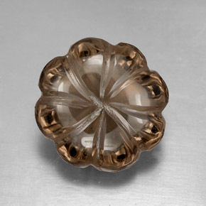 8.26 ct Brown Smoky Quartz Gemstone, Smoky Quartz Gem in Carved Flower Shape for Sale.