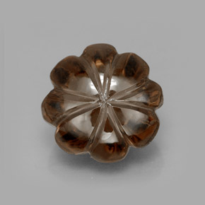 8.33 ct Brown Smoky Quartz Gemstone, Smoky Quartz Gem in Carved Flower Shape for Sale.