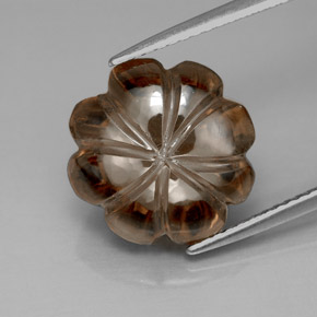 8.33 ct Brown Smoky Quartz Stone, Natural Smoky Quartz in Carved Flower Shape for Sale