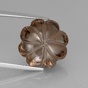 9.71 ct Brown Smoky Quartz Stone, Natural Smoky Quartz in Carved Flower Shape for Sale