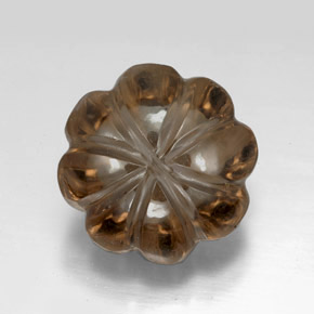 10.74 ct Brown Smoky Quartz Gemstone, Smoky Quartz Gem in Carved Flower Shape for Sale.