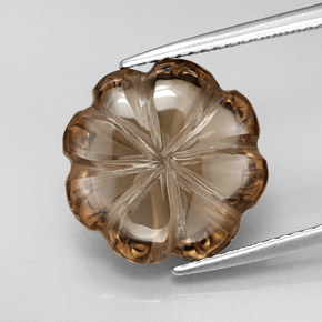 9.08 ct Brown Smoky Quartz Gemstone, Smoky Quartz Gem in Carved Flower Shape for Sale.