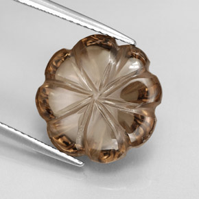 9.08 ct Brown Smoky Quartz Stone, Natural Smoky Quartz in Carved Flower Shape for Sale