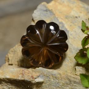 12.12 ct Brown Smoky Quartz Stone, Natural Smoky Quartz in Carved Flower Shape for Sale