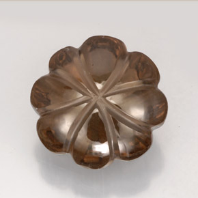 10.82 ct Brown Smoky Quartz Gemstone, Smoky Quartz Gem in Carved Flower Shape for Sale.