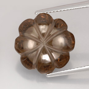 10.82 ct Brown Smoky Quartz Stone, Natural Smoky Quartz in Carved Flower Shape for Sale