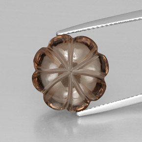 8.66 ct Brown Smoky Quartz Gemstone, Smoky Quartz Gem in Carved Flower Shape for Sale.