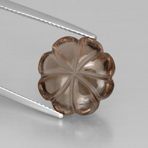 8.66 ct Brown Smoky Quartz Stone, Natural Smoky Quartz in Carved Flower Shape for Sale