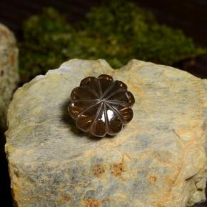 14.00 ct Brown Smoky Quartz Gemstone, Smoky Quartz Gem in Carved Flower Shape for Sale.