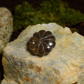 14.00 ct Brown Smoky Quartz Stone, Natural Smoky Quartz in Carved Flower Shape for Sale