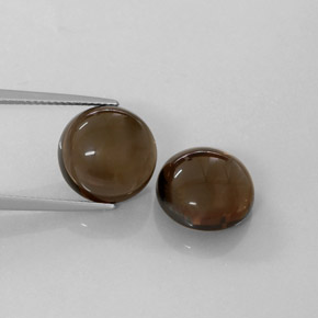 13.93 ct Brown Smoky Quartz Gemstone, Smoky Quartz Gem in Round Cabochon Shape for Sale.