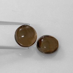 13.09 ct Brown Smoky Quartz Gemstone, Smoky Quartz Gem in Round Cabochon Shape for Sale.