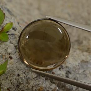 5.63 ct Brown Smoky Quartz Gemstone, Smoky Quartz Gem in Round Cabochon Shape for Sale.