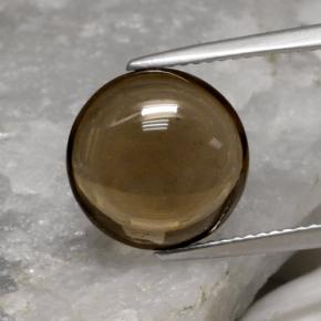 5.62 ct Brown Smoky Quartz Gemstone, Smoky Quartz Gem in Round Cabochon Shape for Sale.