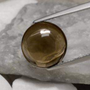 5.78 ct Brown Smoky Quartz Gemstone, Smoky Quartz Gem in Round Cabochon Shape for Sale.