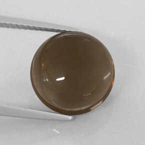 6.99 ct Brown Smoky Quartz Gemstone, Smoky Quartz Gem in Round Cabochon Shape for Sale.