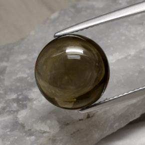 6.79 ct Brown Smoky Quartz Gemstone, Smoky Quartz Gem in Round Cabochon Shape for Sale.