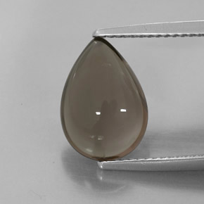 3.83 ct Brown Smoky Quartz Gemstone, Smoky Quartz Gem in Pear Cabochon Shape for Sale.