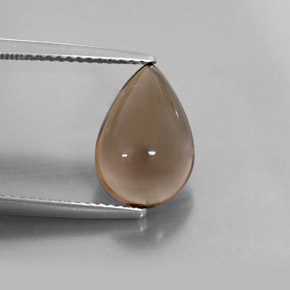 3.68 ct Brown Smoky Quartz Gemstone, Smoky Quartz Gem in Pear Cabochon Shape for Sale.