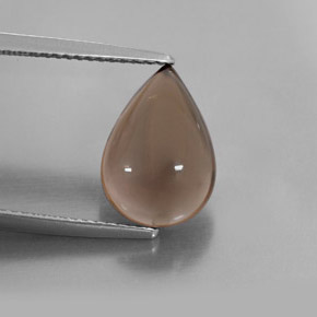 4.39 ct Brown Smoky Quartz Gemstone, Smoky Quartz Gem in Pear Cabochon Shape for Sale.