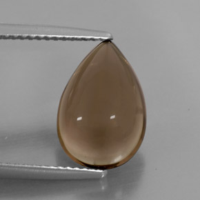 4.06 ct Brown Smoky Quartz Gemstone, Smoky Quartz Gem in Pear Cabochon Shape for Sale.