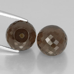 13.77 ct Brown Smoky Quartz Stone, Natural Smoky Quartz in Half-Drilled Sphere Shape for Sale