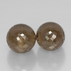13.49 ct Brown Smoky Quartz Gemstone, Smoky Quartz Gem in Half-Drilled Sphere Shape for Sale.