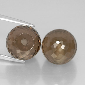 13.49 ct Brown Smoky Quartz Stone, Natural Smoky Quartz in Half-Drilled Sphere Shape for Sale