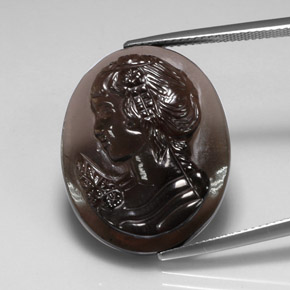 23.19 ct Brown Smoky Quartz Gemstone, Smoky Quartz Gem in Carved Cameo Shape for Sale.