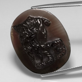 28.94 ct Brown Smoky Quartz Gemstone, Smoky Quartz Gem in Carved Cameo Shape for Sale.