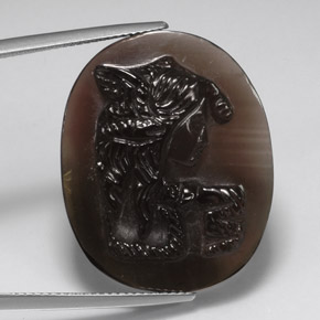 28.94 ct Brown Smoky Quartz Stone, Natural Smoky Quartz in Carved Cameo Shape for Sale